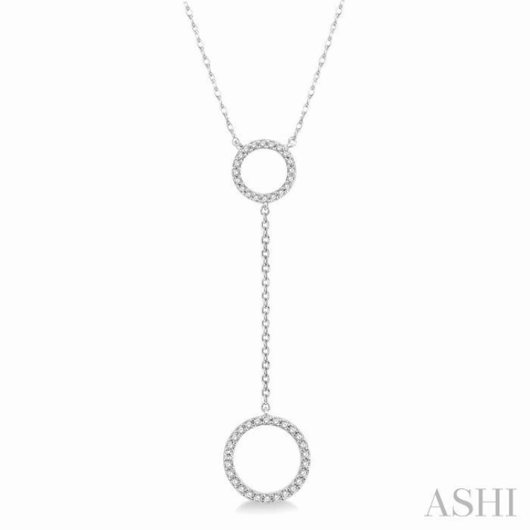 Urban Outfit Professional Piece 1/6 Ctw Twin Circle Round Cut Diamond 'Y' Necklace in 10K White Gold