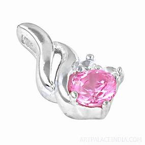 Elegant Pink & White Cubic Zirconia Silver Pendant Unique Accent