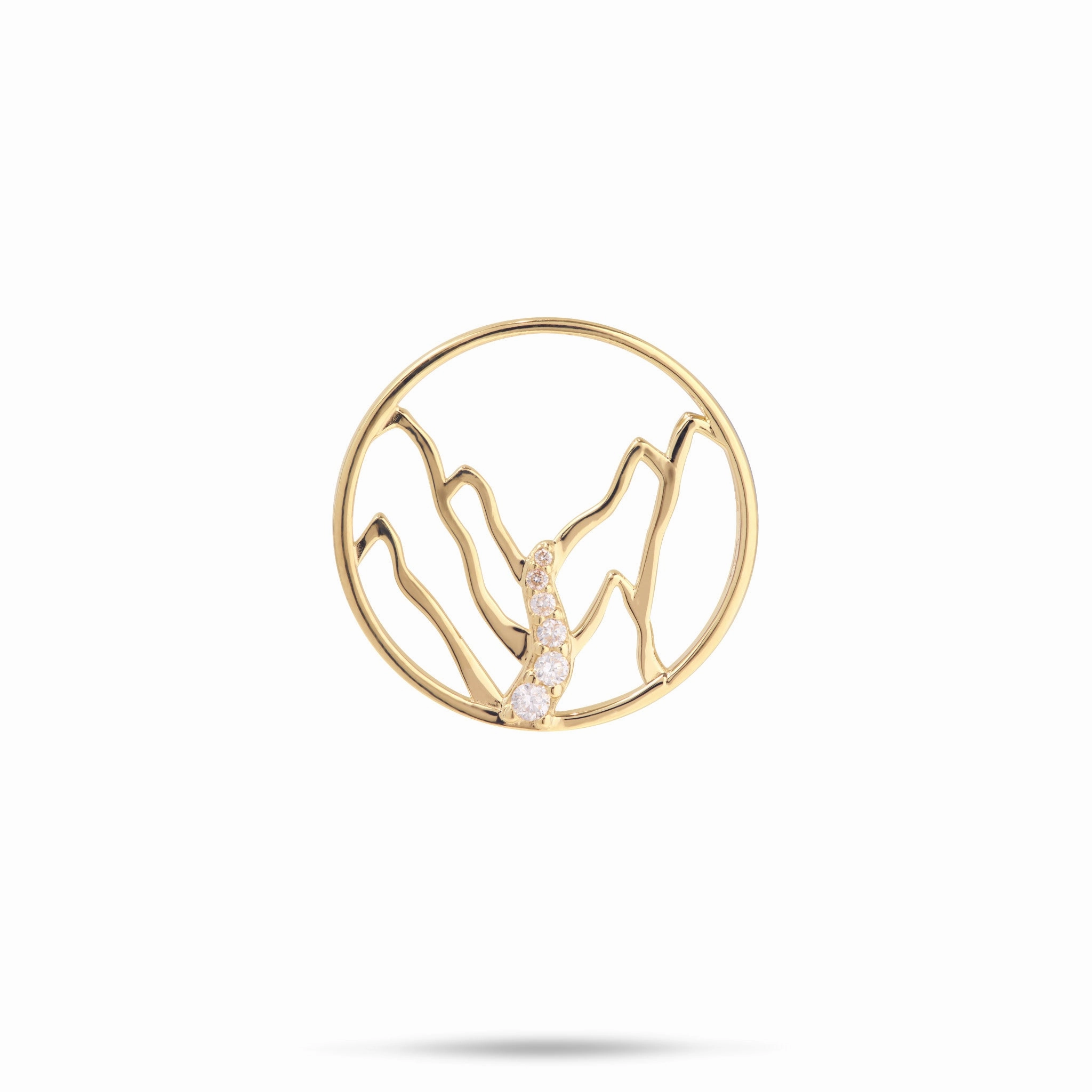 Mother Style Ko?olau Waterfall Pendant in Gold with Diamonds - 20mm