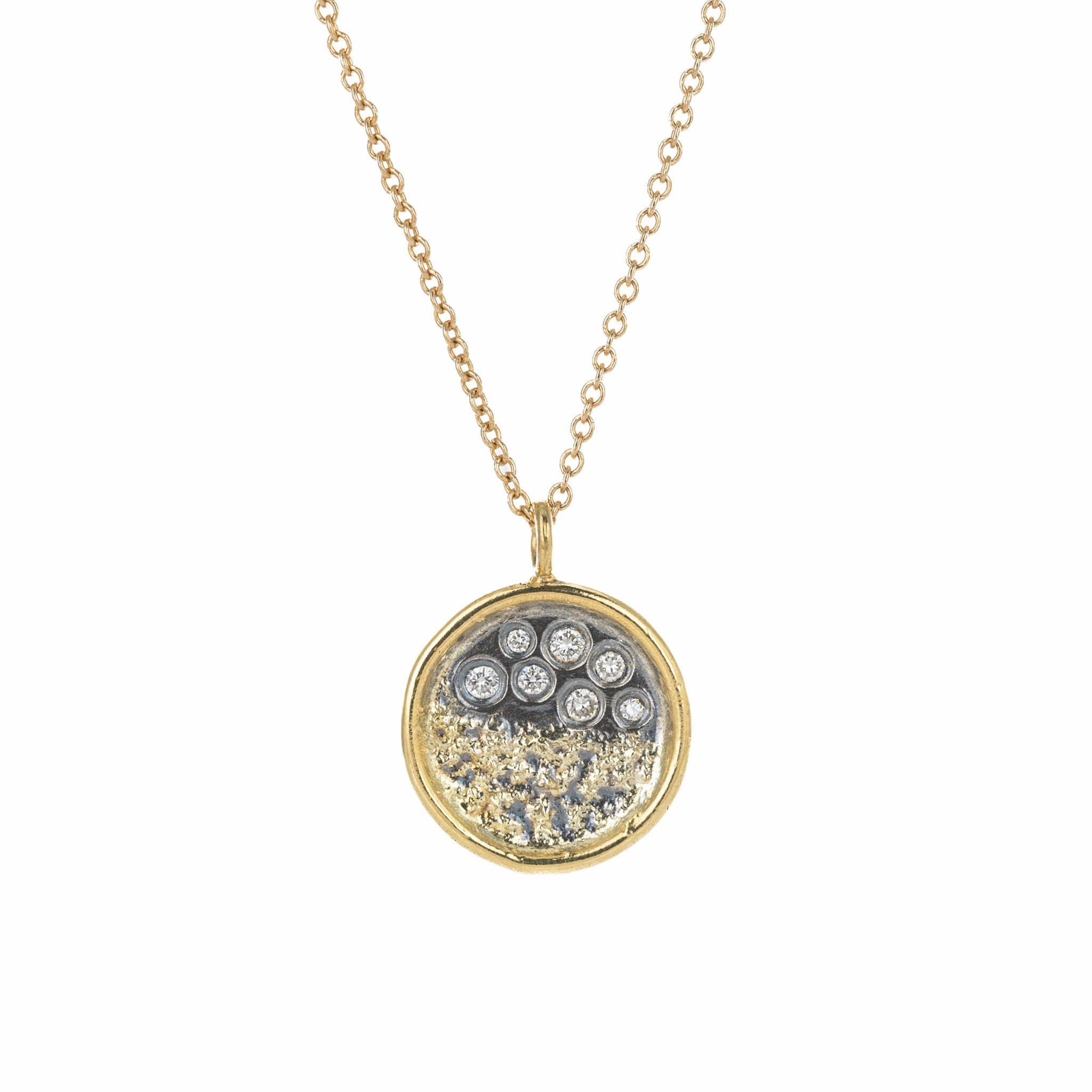 Traveler??s Coin Necklace - 22k/18k Gold, Oxidized Silver   Reclaimed Diamonds Clean Spark Luxe Mood