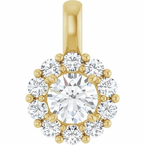 14K Yellow 3/4 CTW Lab-Grown Diamond Halo-Style Pendant Timeless Trend Birthday Cheer