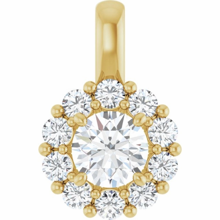 14K Yellow 3/4 CTW Lab-Grown Diamond Halo-Style Pendant Timeless Trend Birthday Cheer