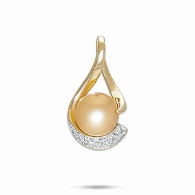 South Sea Gold Pearl Infinity Pendant in Gold with Diamonds - 11-12mm Signature Touch Father??s Present