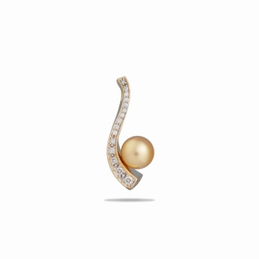 Lively Highlight South Sea Gold Pearl Pendant in Gold with Diamonds - 11-12mm