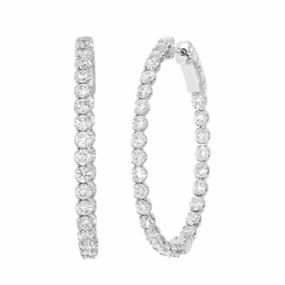 Brilliant Detail 14K White Gold 3.04ctw Lab Grown Diamond Inside-Out Oval Hoops