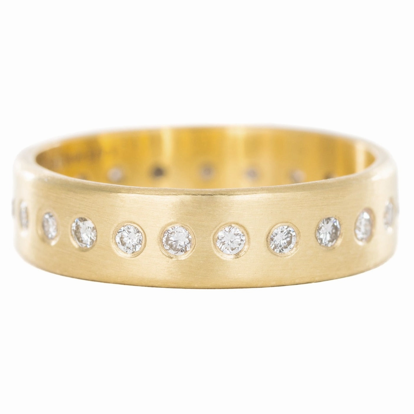 Slice Diamond Band - 18ky Gold   Reclaimed Diamonds Gloss Finish Cozy Glow