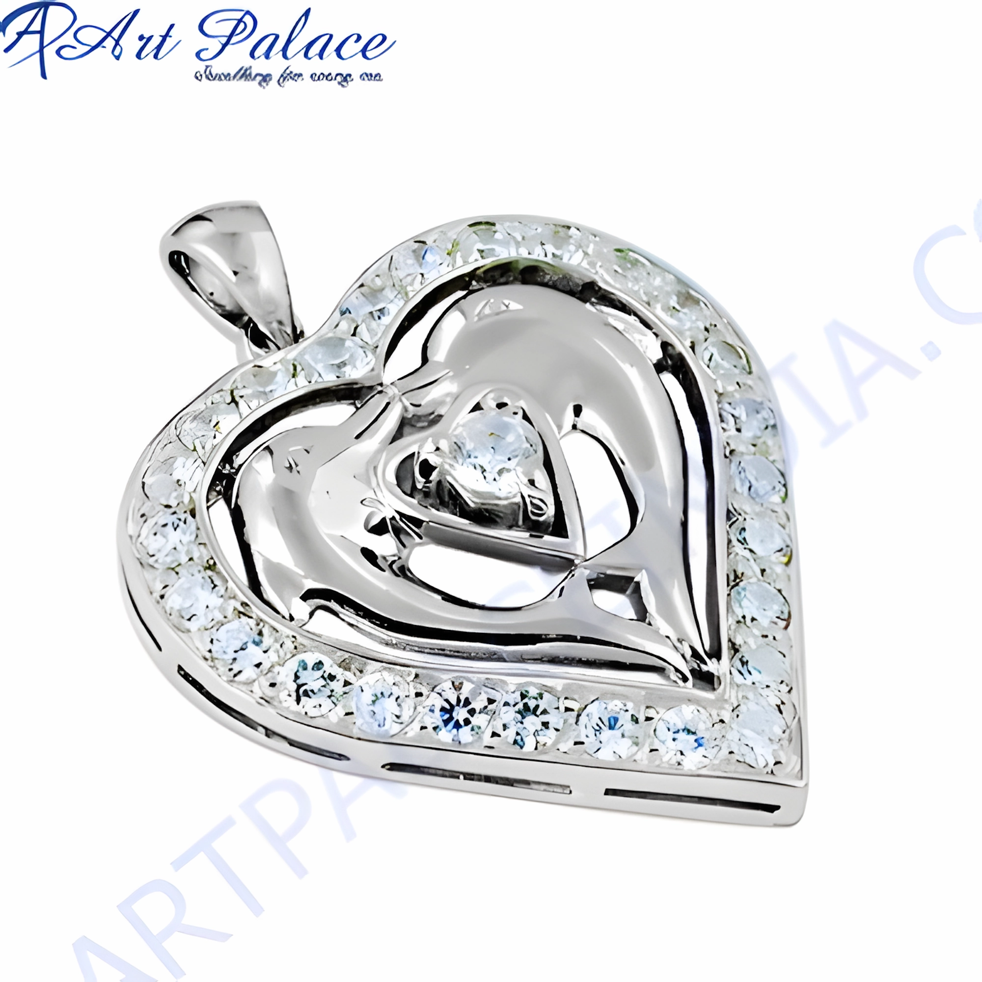 spring fresh 925 Sterling Silver Heart Design CZ Pendant | Cubic Zirconia Silver Jewelry