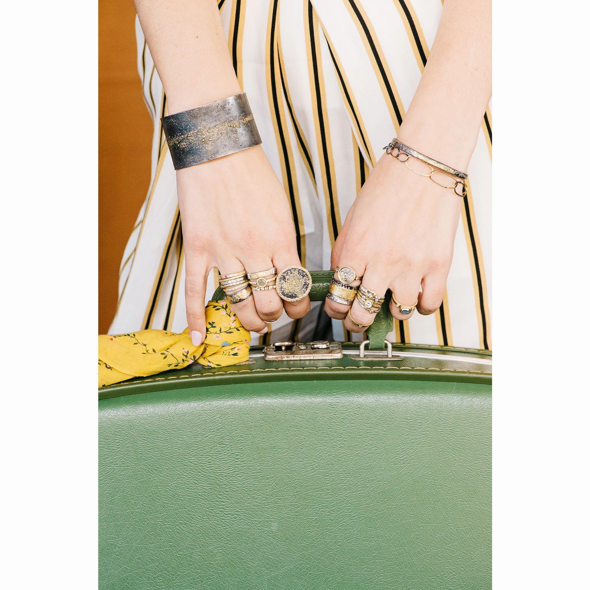 Starry Night Cuff - 22k Gold Fused with Oxidized Silver Balanced Design