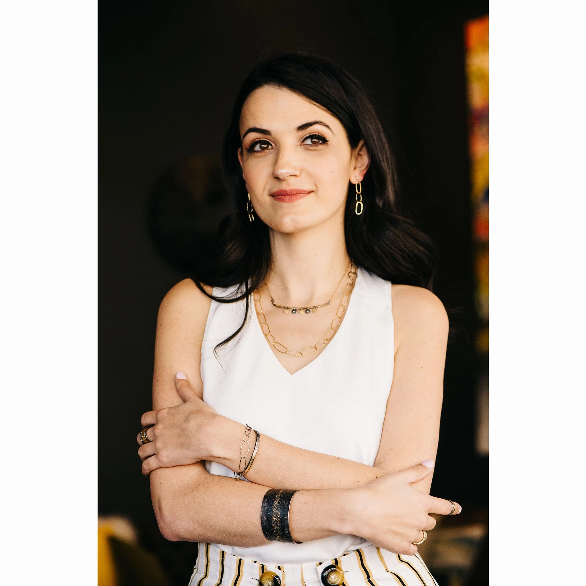 Distinct Highlight Luxe Mood Starry Night Cuff - 22k Gold Fused with Oxidized Silver