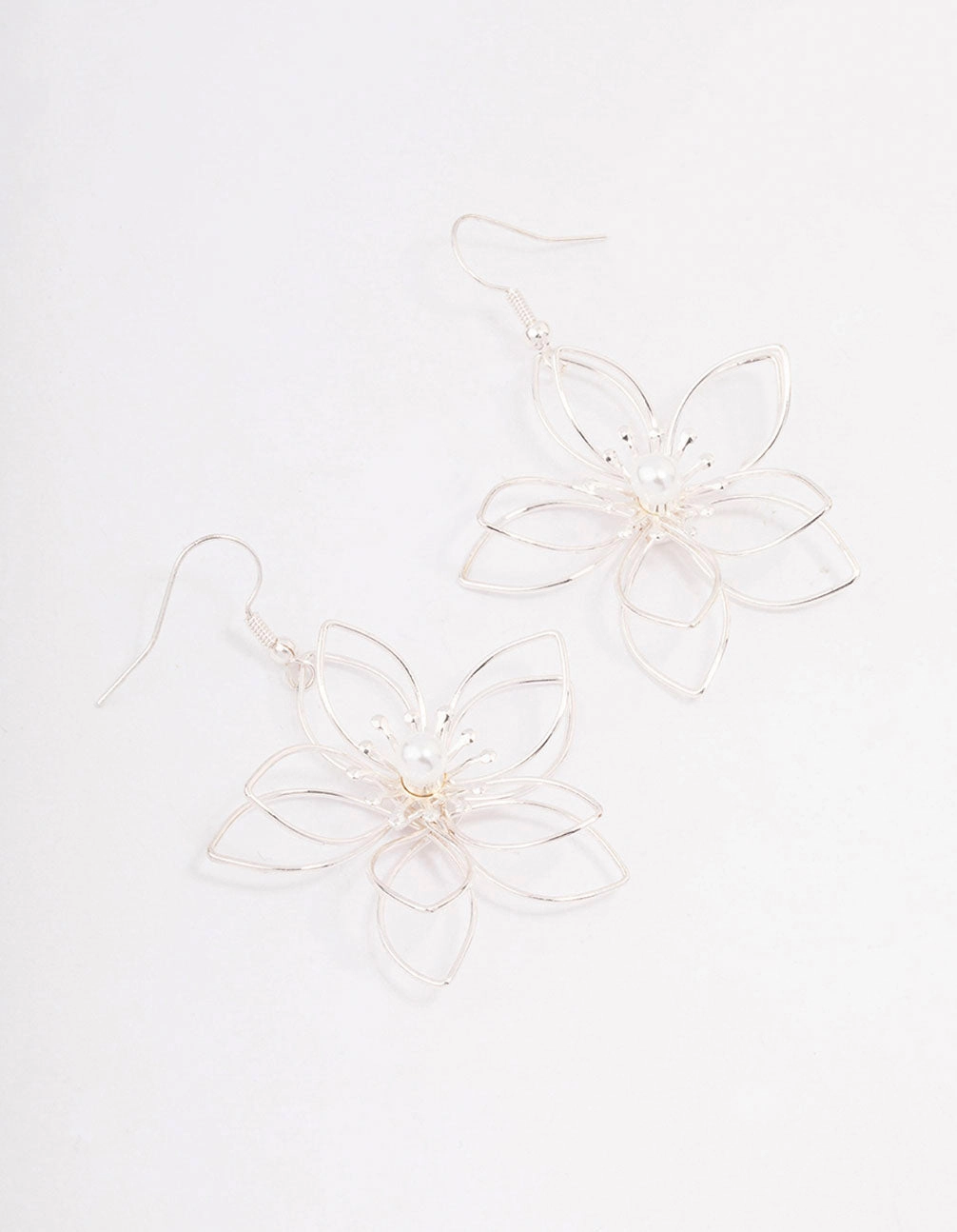 Silver Wire Pearl Drop Earrings Minimal Highlight