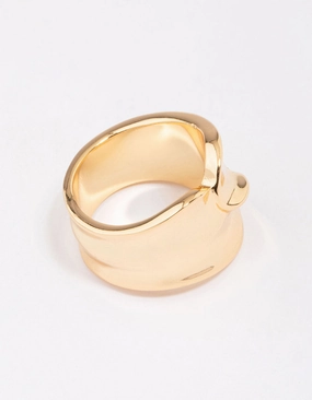 Subtle Highlight Gold Plated Pressed Metal Band Ring
