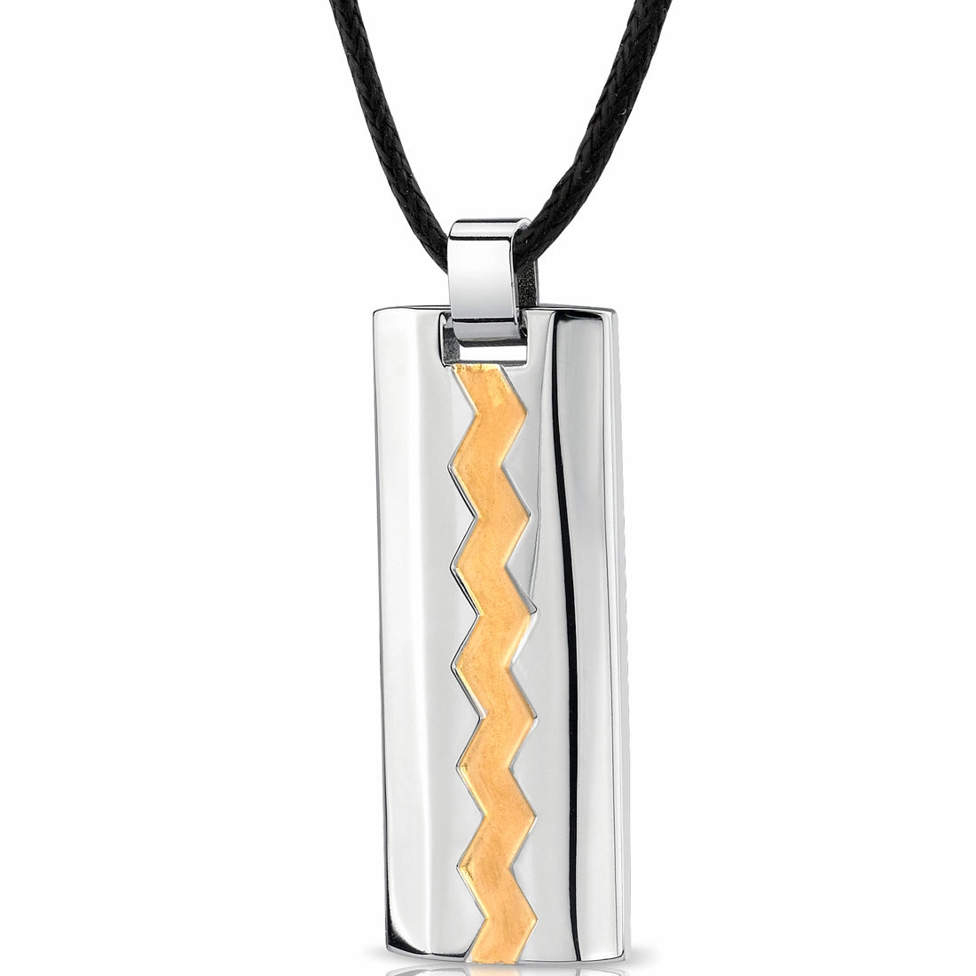Pretty Accessory Stainless Steel Two Tone Dog Tag Bar Pendant