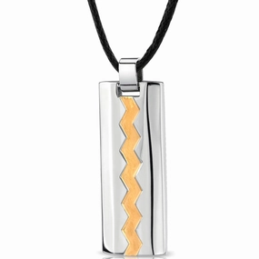 Pretty Accessory Stainless Steel Two Tone Dog Tag Bar Pendant