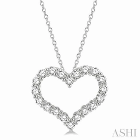 2 Ctw Heart Shape Round Cut Diamond Pendant With Chain in 14K White Gold Providing Accessory Cool Accent