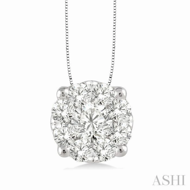 1/2 Ctw Lovebright Round Cut Diamond Pendant in 14K White Gold with Chain Colorful Design Jewelry Durable Adornment