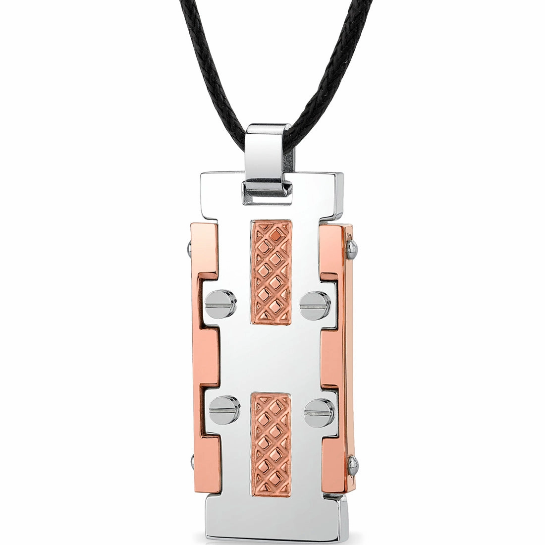 Stainless Steel Rose Gold-Tone Dog Tag Bar Pendant Creative Edge