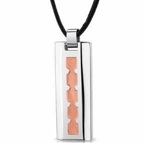 Fashion Kid Presenting Adornment Stainless Steel Rose Gold-Tone Dog Tag Bar Pendant