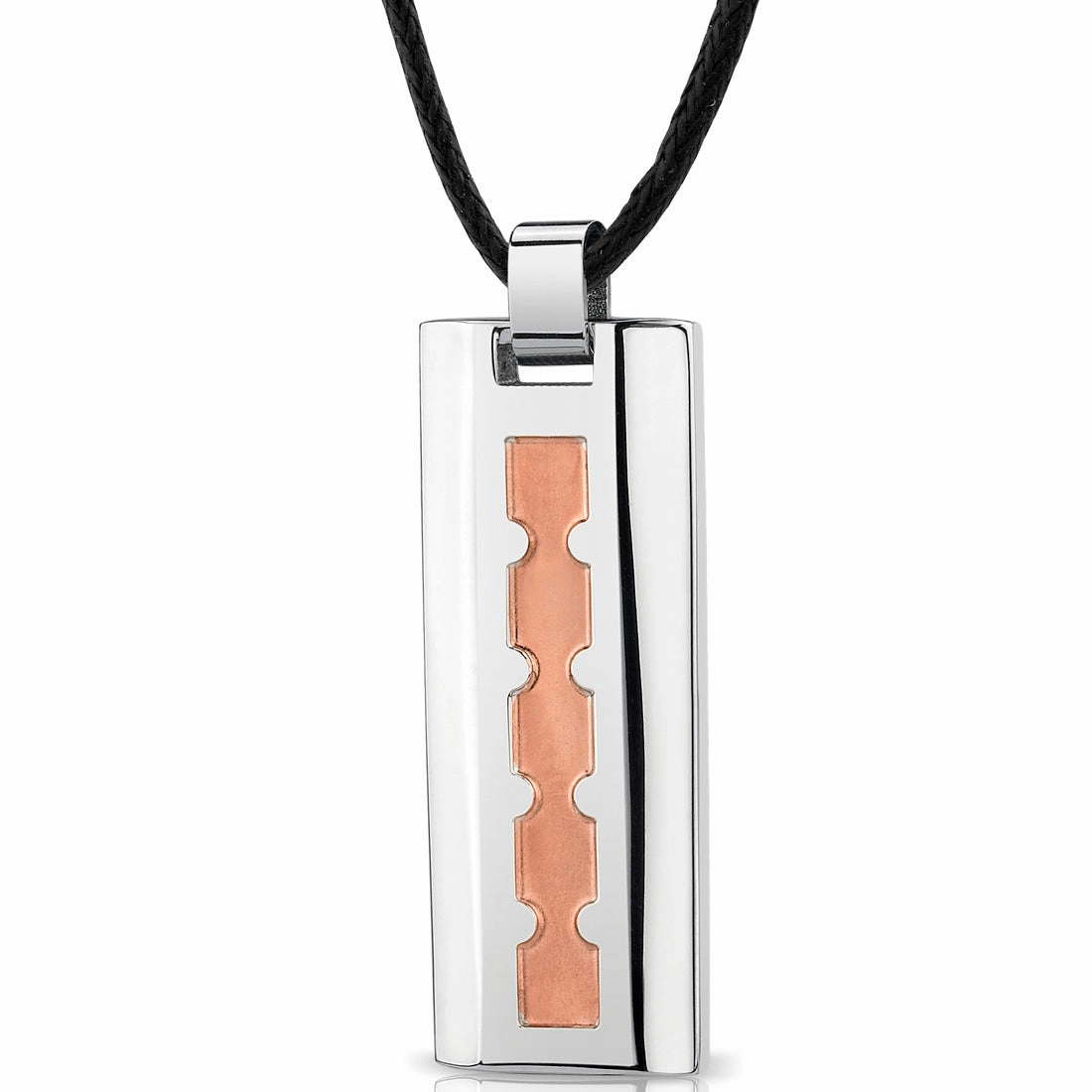 Fashion Kid Presenting Adornment Stainless Steel Rose Gold-Tone Dog Tag Bar Pendant