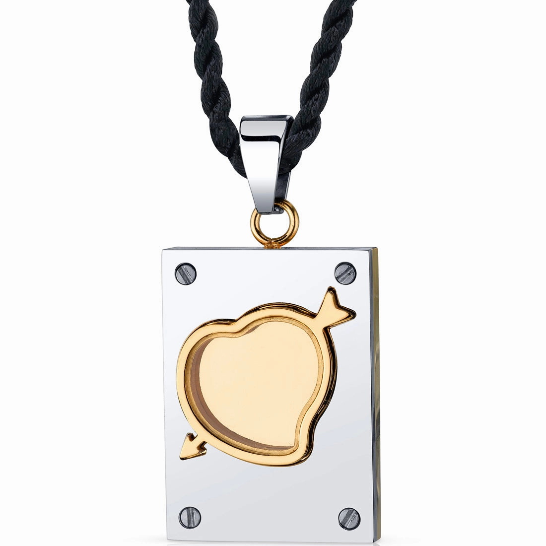 Often Adornment Nature Accent Stainless Steel Two-tone Cupid Pendant 18 2 inch Black Cord