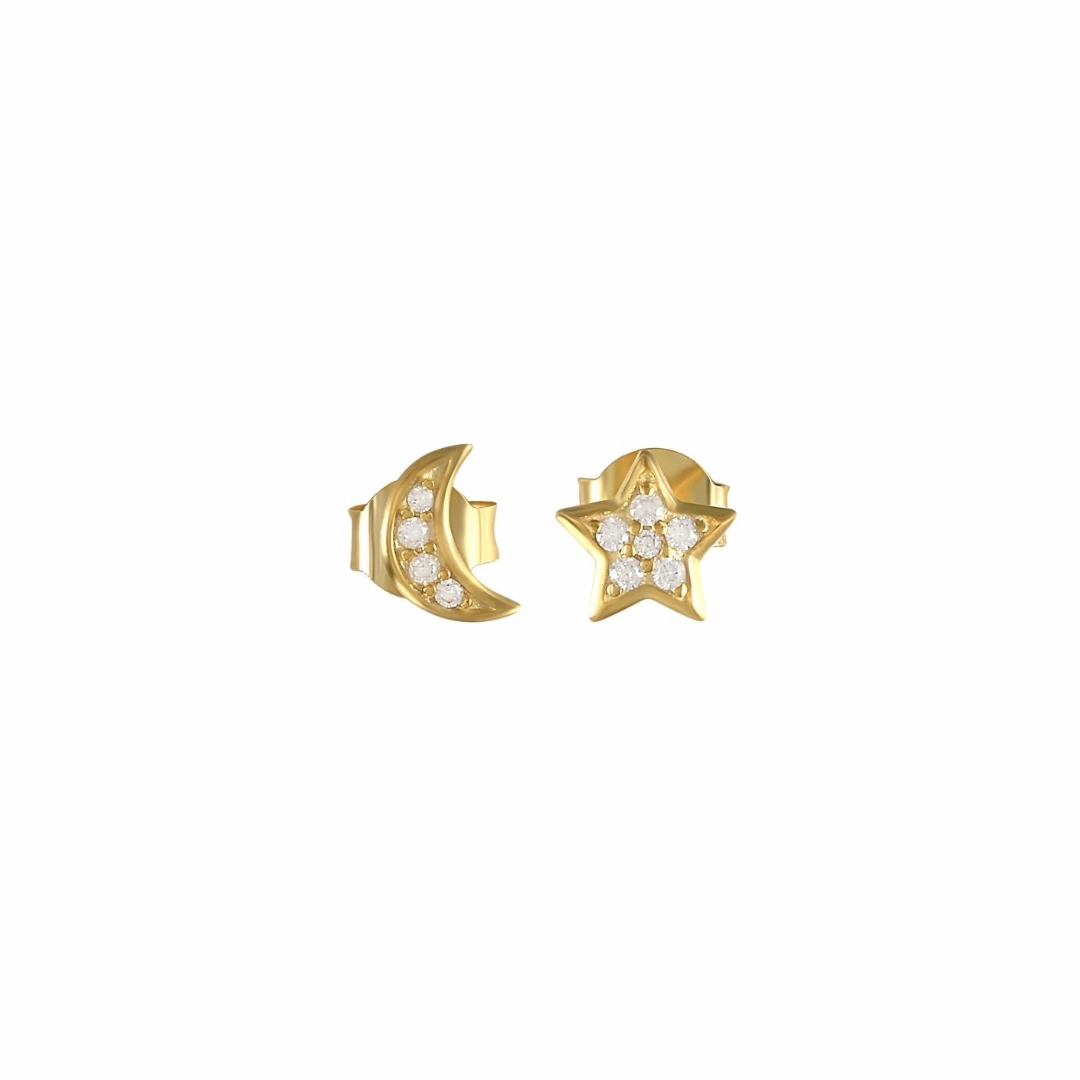 Secure Must-Have Star and Crescent Moon Studs