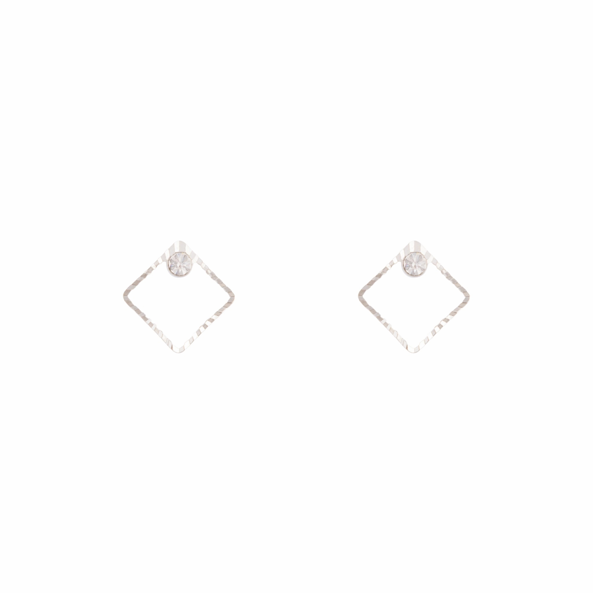 Silver Square Diamante Stud Earrings Luminous Edge