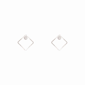 Silver Square Diamante Stud Earrings Luminous Edge