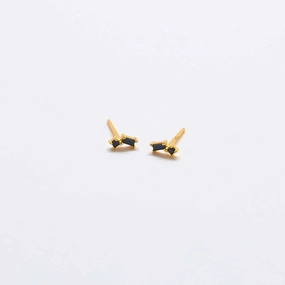 Black Geo Baguette Gold Studs Minimalist Decoration