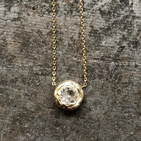 Radiant Glam Sunburst Pendant - 14k Gold   White Sapphire