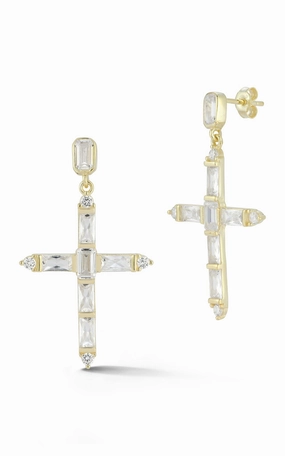 Statement Cross Drop Earring Sunlight Shine Distinctive Design