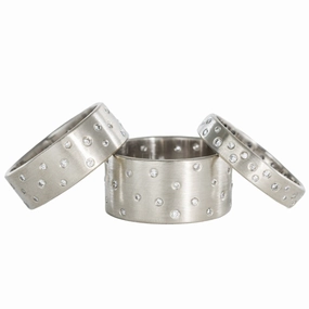 18kpw Scattered Diamond Band (Diamonds All The Way Around) - 4mm, 7mm, 10mm Romantic Spark