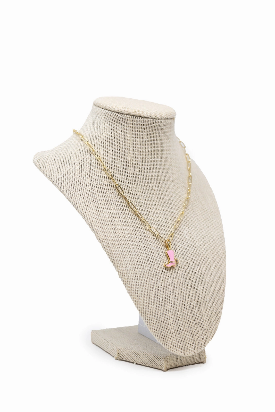 Light Pink Cowboy Boot Necklace Delicate Glow Comfort Design