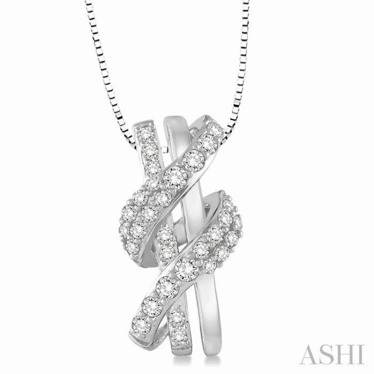 Daily Casual Urban Present 3/8 Ctw Round Cut Diamond Pendant in 14K White Gold with Chain