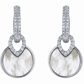 Sterling Silver Mother of Pearl Floating Drop Earrings Wedding Adornment