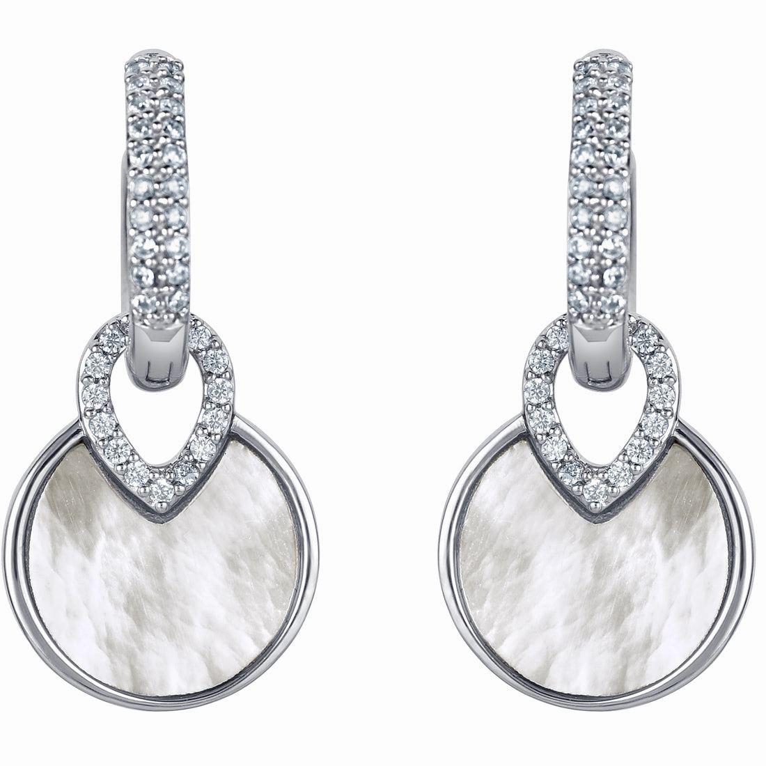 Sterling Silver Mother of Pearl Floating Drop Earrings Wedding Adornment