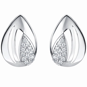 Sterling Silver Sterling Silver Embellished Open Teardrop Earrings Vintage Decor Polished Accessory