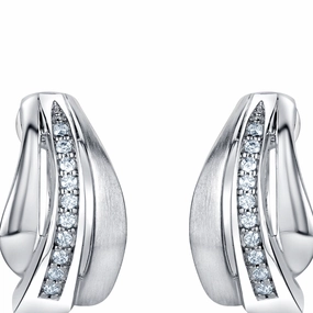 Gorgeous Option Sterling Silver Windswept Charm Huggie Hoop Earrings