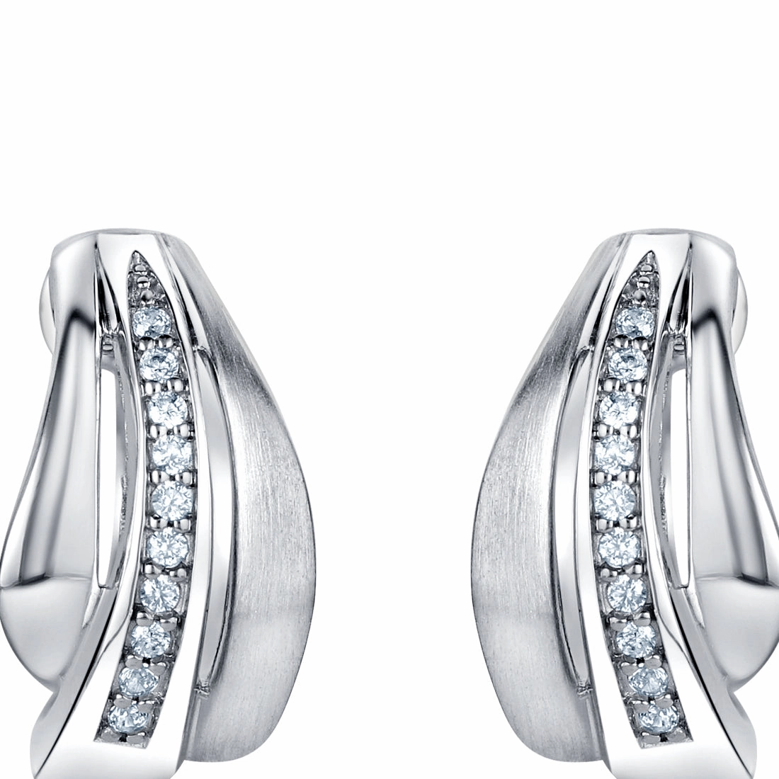 Gorgeous Option Sterling Silver Windswept Charm Huggie Hoop Earrings