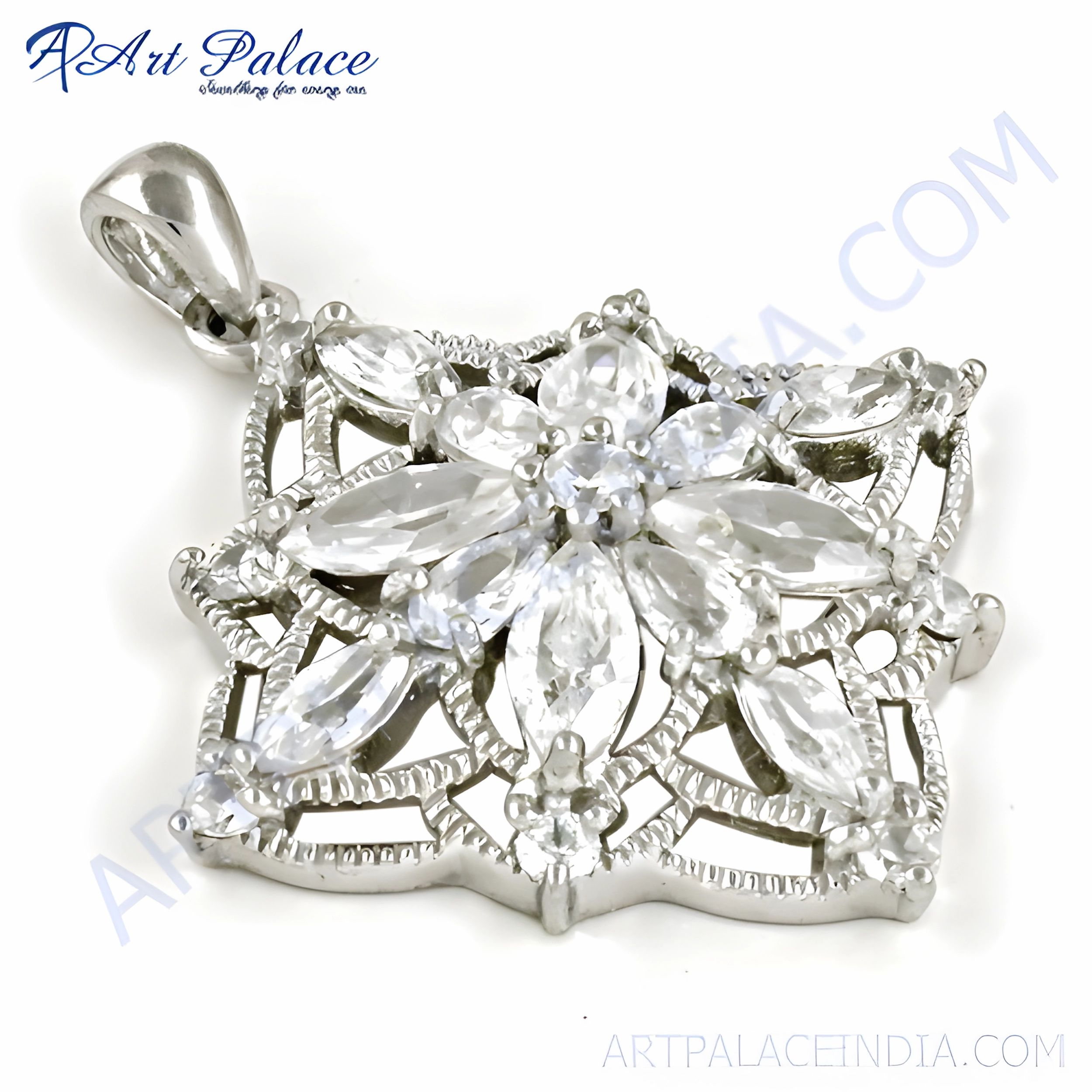 fashion lover High-Quality Cubic Zirconia Gemstone Silver Designer Pendant