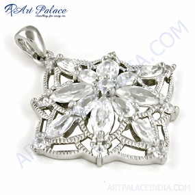 fashion lover High-Quality Cubic Zirconia Gemstone Silver Designer Pendant