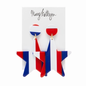 Striped Star Earrings Casual Fit