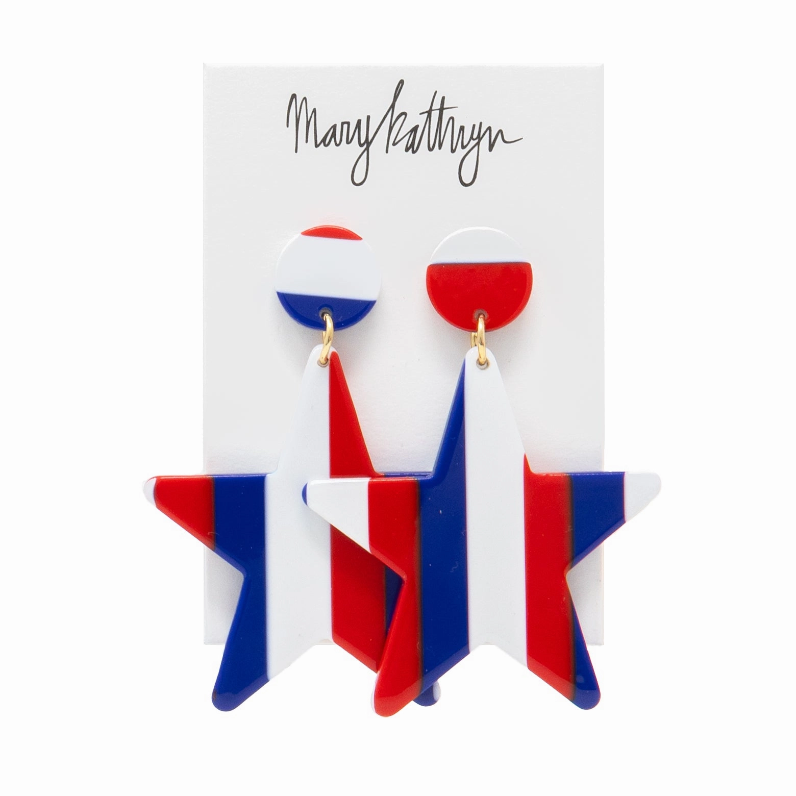 Striped Star Earrings Casual Fit