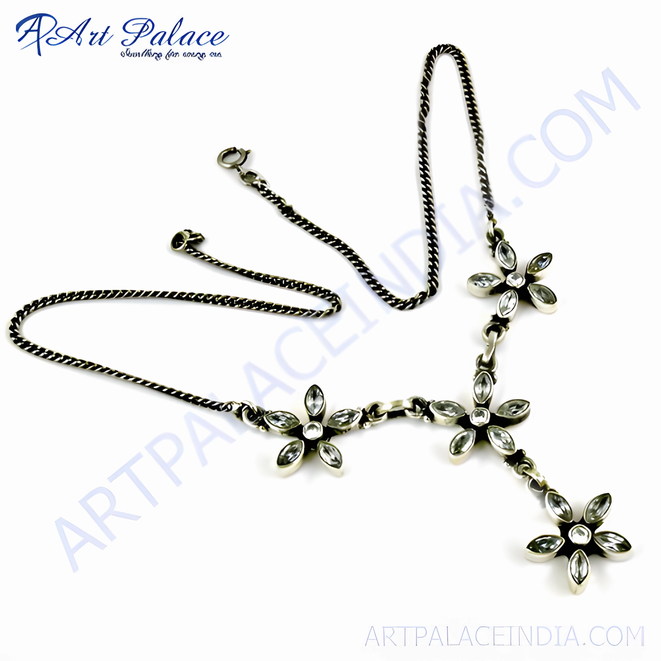 Artistic Style Stunning 925 Silver Necklace with Gorgeous Cubic Zirconia Gemstone - Elegant CZ Silver Jewelry