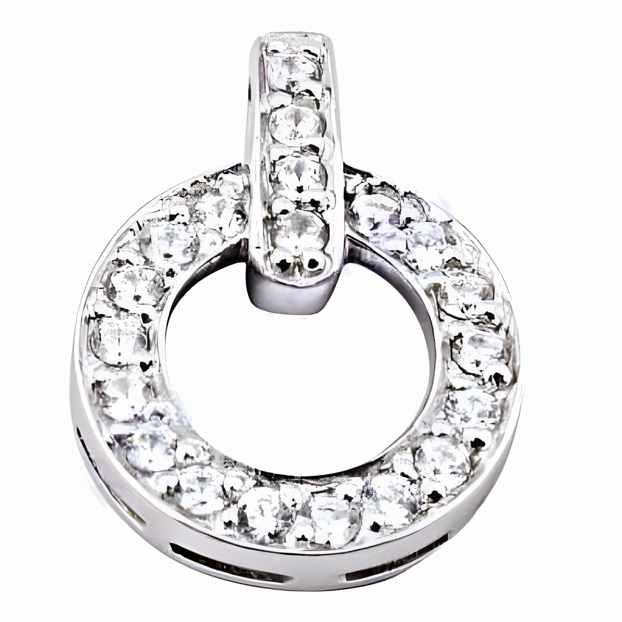 Simple Ornament Stunning 925 Silver Pendant with Round Cubic Zirconia Gemstone - Amazing CZ Jewelry