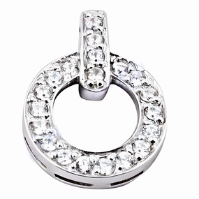 Simple Ornament Stunning 925 Silver Pendant with Round Cubic Zirconia Gemstone - Amazing CZ Jewelry