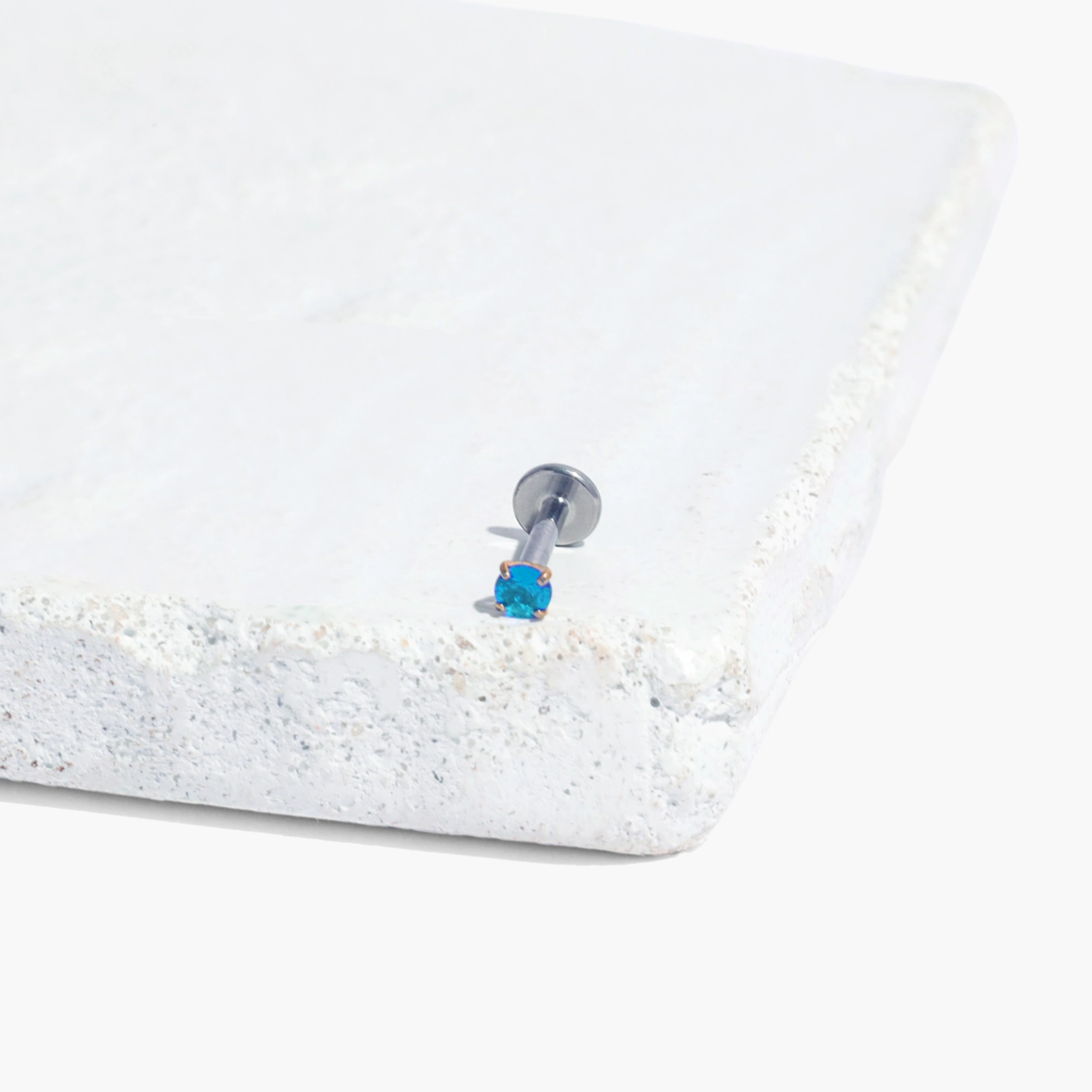 Single Blue Crystal Flat Back Stud Earring Comfortable item Circular Jewelry