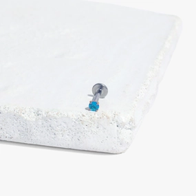 Single Blue Crystal Flat Back Stud Earring Comfortable item Circular Jewelry