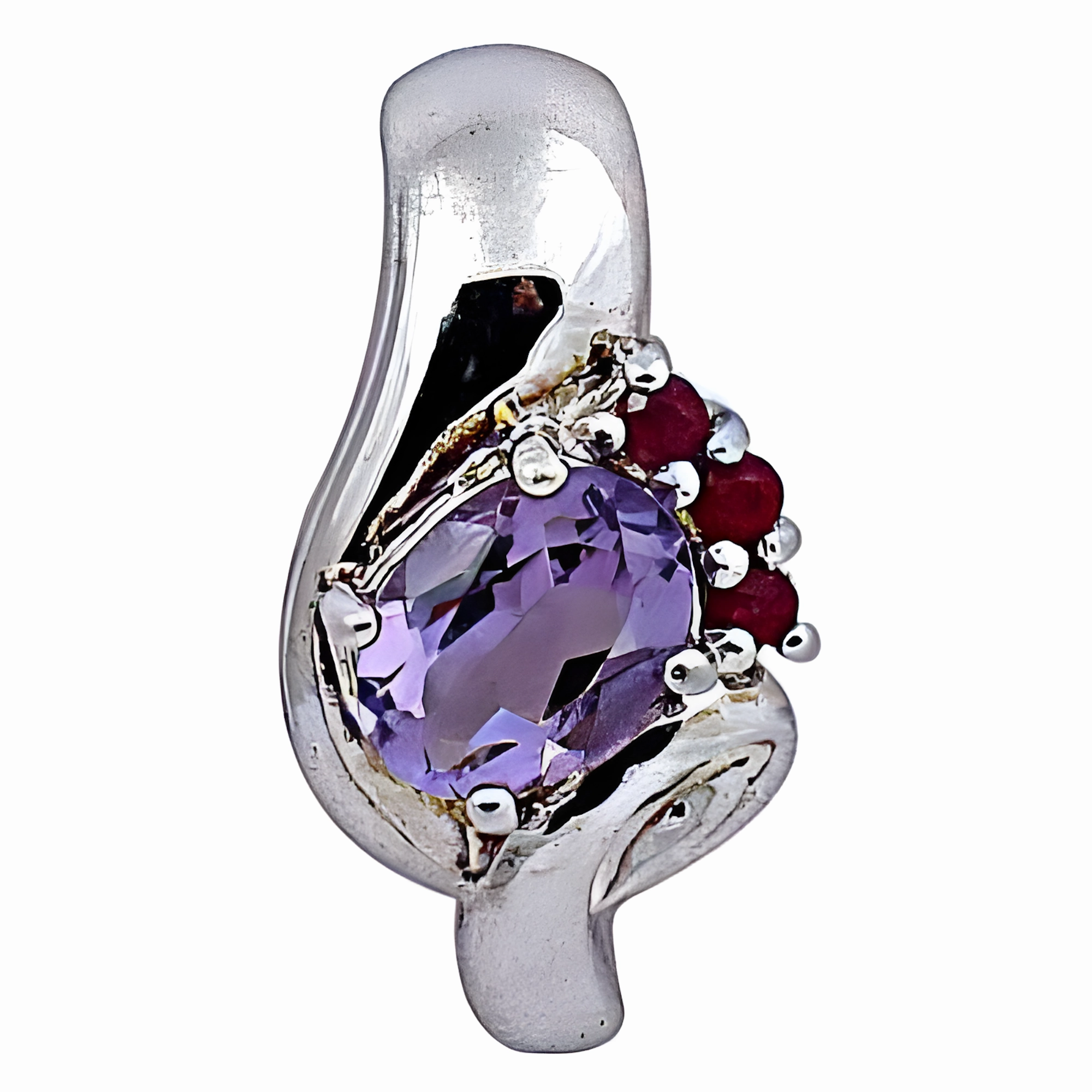 Stunning Amethyst Gemstone Silver Pendant with CZ Jewelry Modern Youth