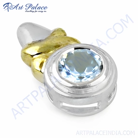 All Event Community Accessory Stunning Blue Cubic Zirconia Gemstone Silver Pendant - Elegant Jewelry