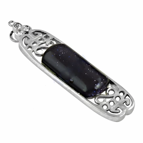 Minimal Highlight Minimal Look Stunning Clear Blue Sandstone CZ Silver Pendant - Picture Perfect Jewelry