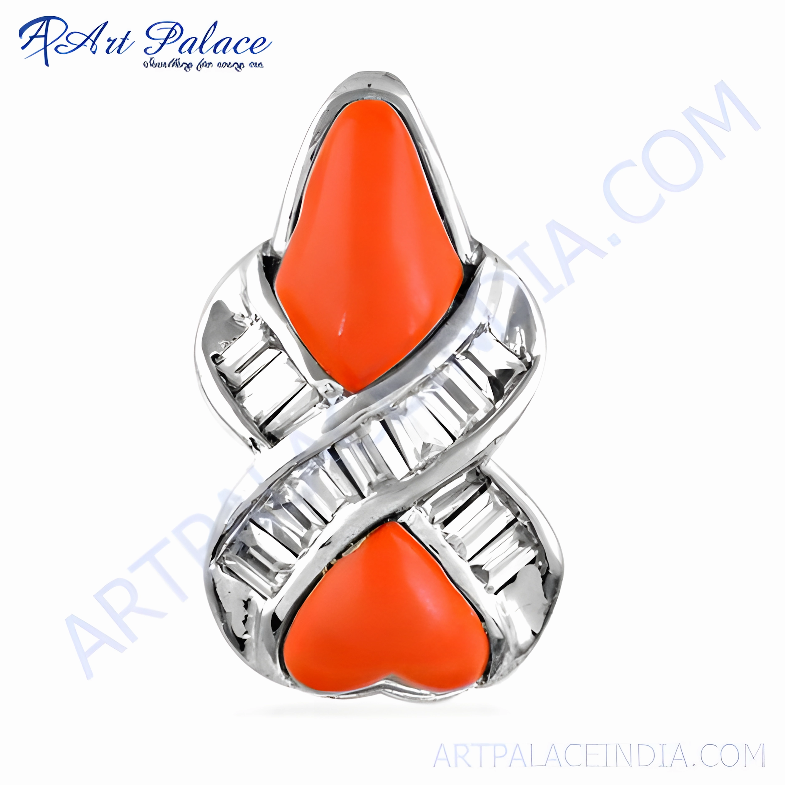 Stunning Coral CZ Gemstone Silver Pendant - Elegant Fashion Jewelry Crystal Piece